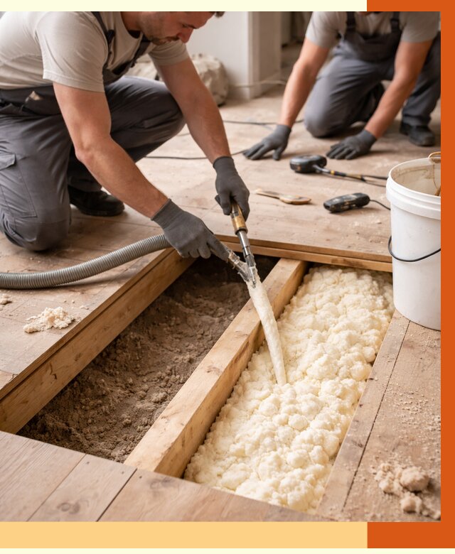 Заполнение пустот пола в Мегионе от 2815 руб. — утепление пустот пола под ключ | ТепломастерМго